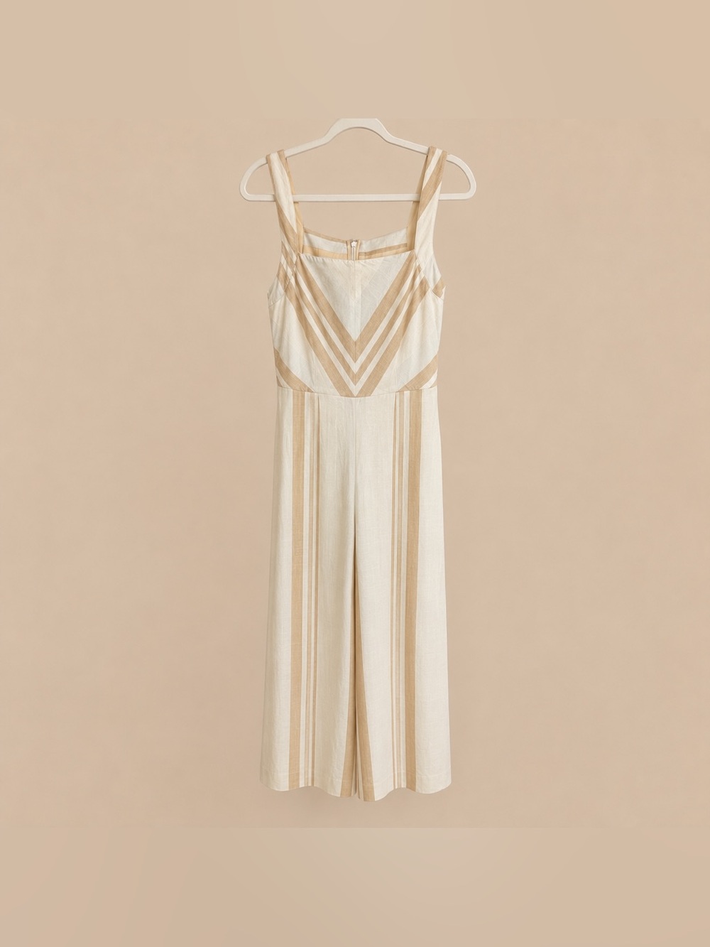 Anthropologie Striped Linen Blend Tie-Back Wide Leg Jumpsuit Size 4